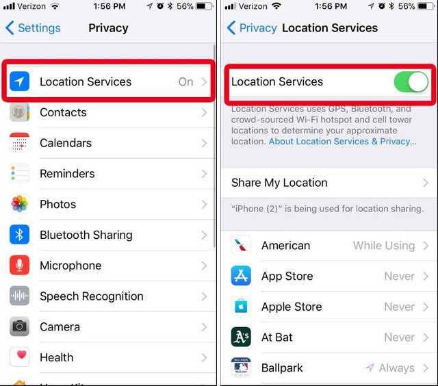 Désactiver la localisation iCloud d’un appareil sous iOS 7