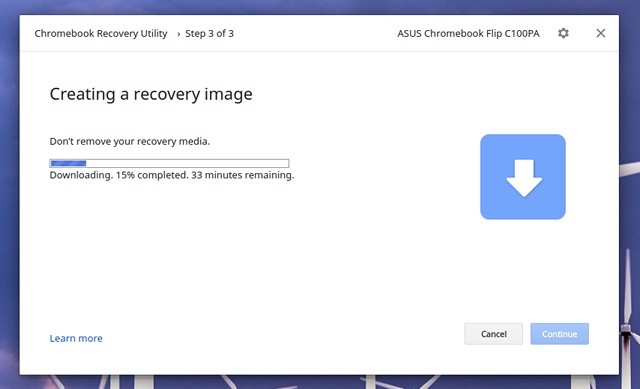 Chromebook-Recovery-Utility-downloading-files