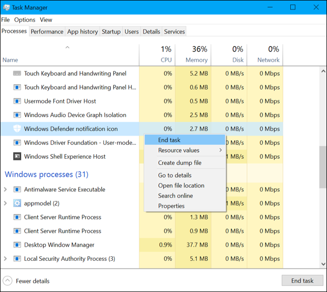 Comment faire pour supprimer l'icône Windows Defender 3