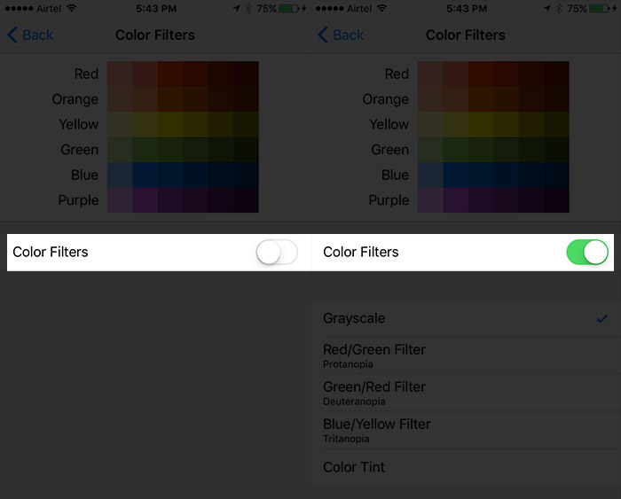 Comment utiliser les filtres de couleur dans iOS 10 sur iPhone ou iPad 5