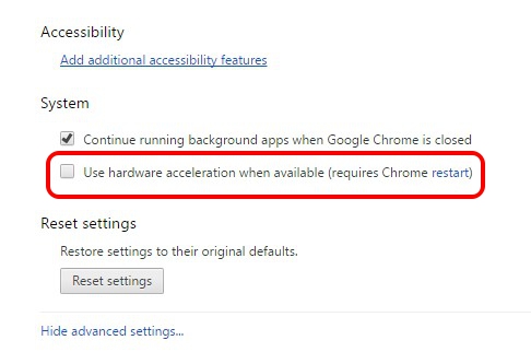 Chrome-disable-hardware-acceleration