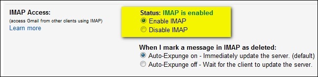 Configuration de votre compte Gmail pour l'accès IMAP