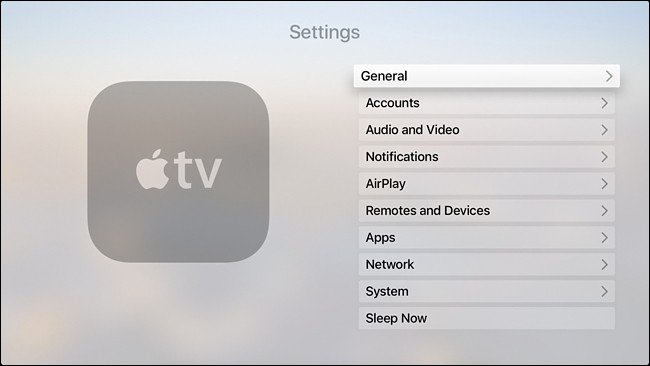 Menu Général Apple TV