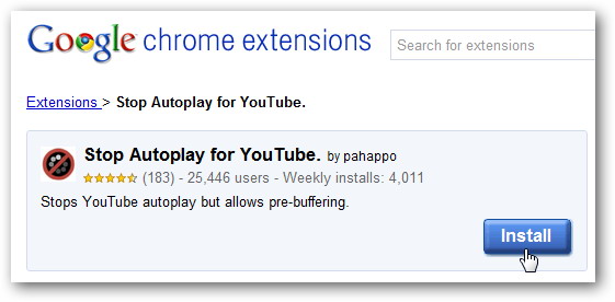Utilisez le Autoplay Arrêt pour YouTube Extension
