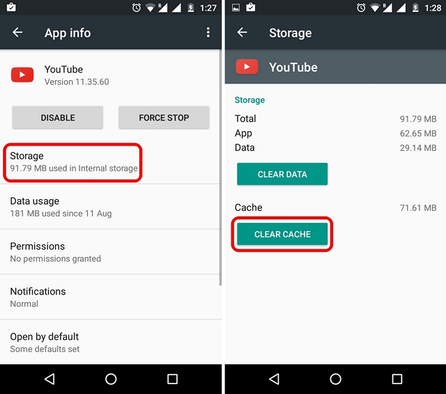 YouTube-App-Clear-Cache-Android