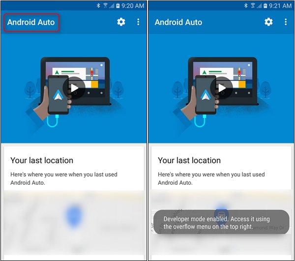 activer les paramètres de développeur sur Android Auto