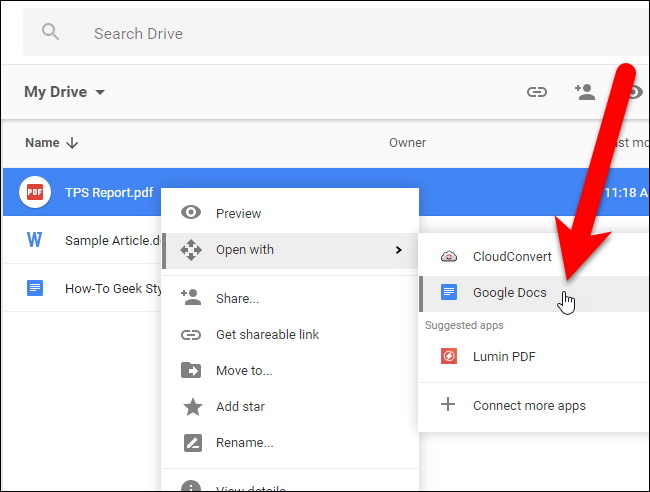 convertir des fichiers PDF et des images dans Google Docs Documents 3