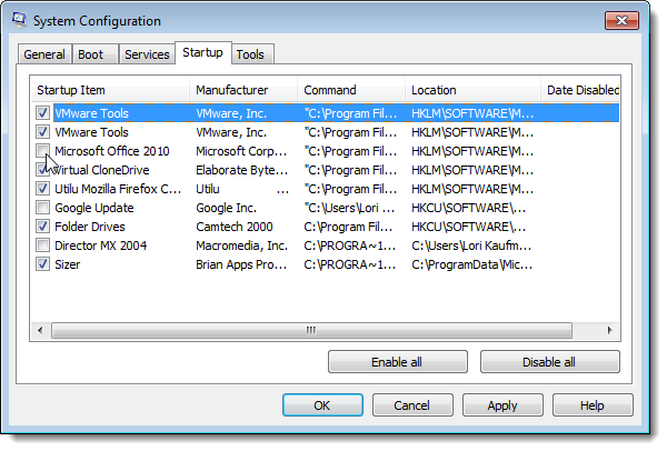 désactiver les programmes de démarrage dans Windows 2