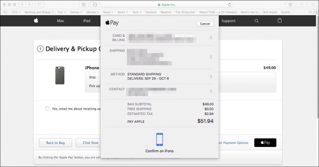 magasiner avec Apple Payer sur macOS Sierra 2