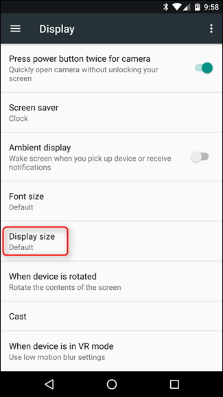 modifier la taille du texte icônes et plus dans Android Nougat 3