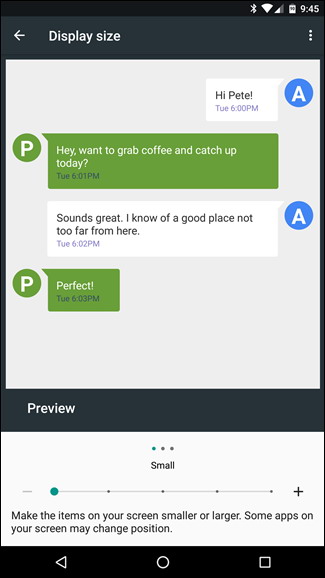 modifier la taille du texte icônes et plus dans Android Nougat 5