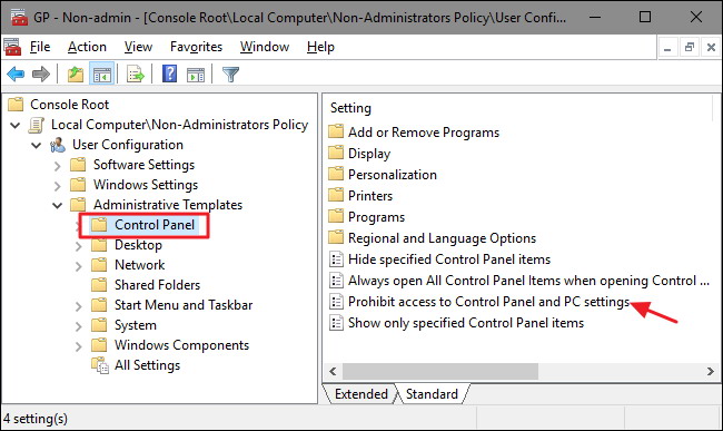Configuration utilisateur