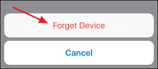 Confirmez que vous voulez oublier le dispositif