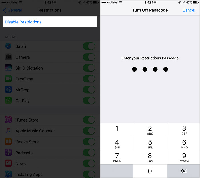 Disable-Restrictions-on-iPhone