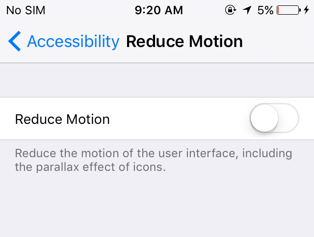 Désactiver Motion iOS 10