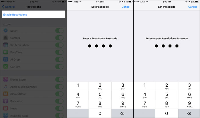 comment desactiver restriction iphone