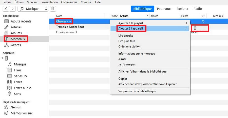 Transférer manuellement la musique d'iTunes vers votre iPhone