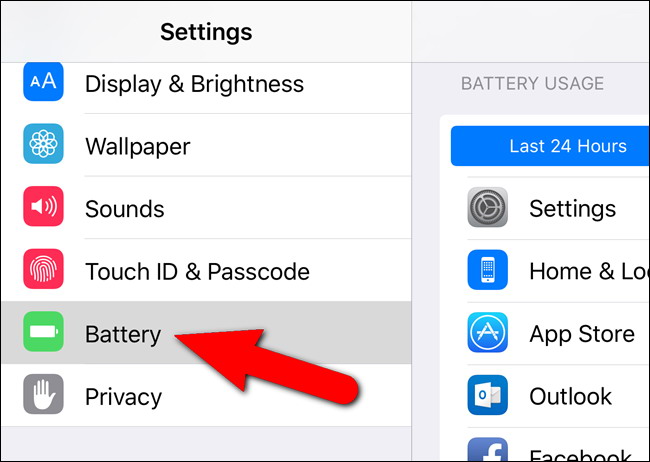 Utilisation Voir les applications par batterie