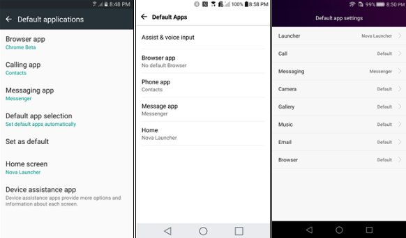 configurer les applications par défaut sur Android 4