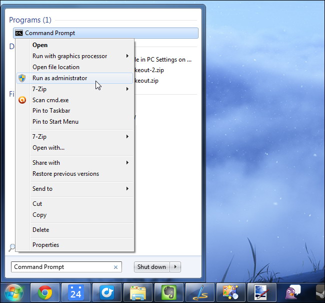 menu Démarrer windows