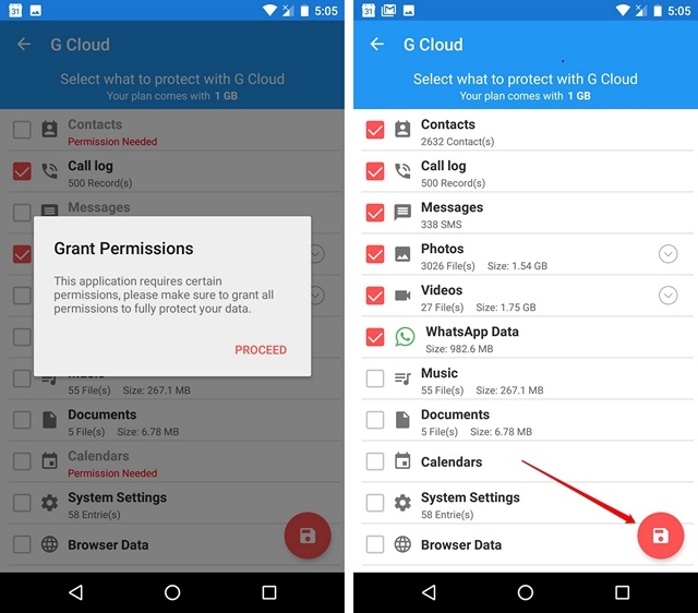 comment sauvegarder message android