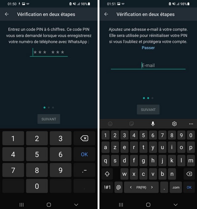 Activer la vérification en deux étapes sur WhatsApp