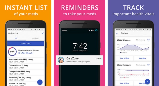 CareZone - meilleur application médicales sur Android