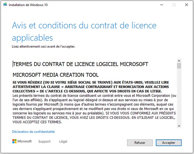 Cliquez sur le bouton Accepter