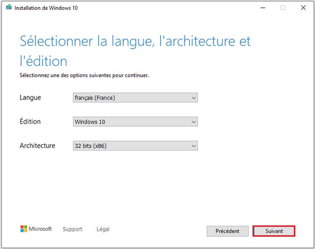 Sélectionner la langue Windows 10