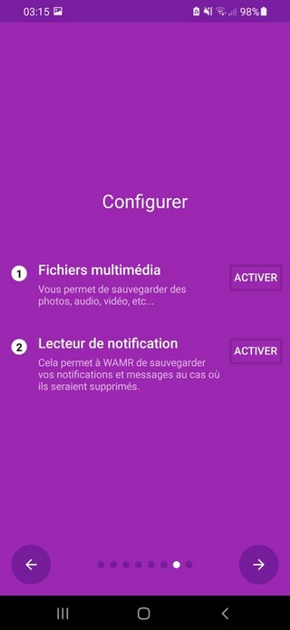 Activer derrière le lecteur de notification