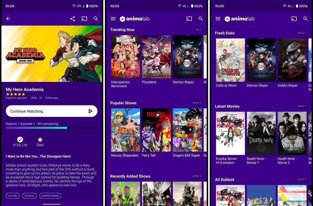 AnimeLab - meilleure application pour regarder des animes