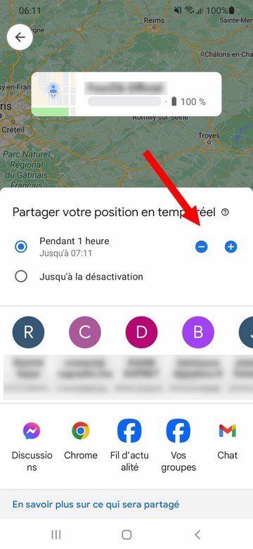 Ajuster la durée du partage de position