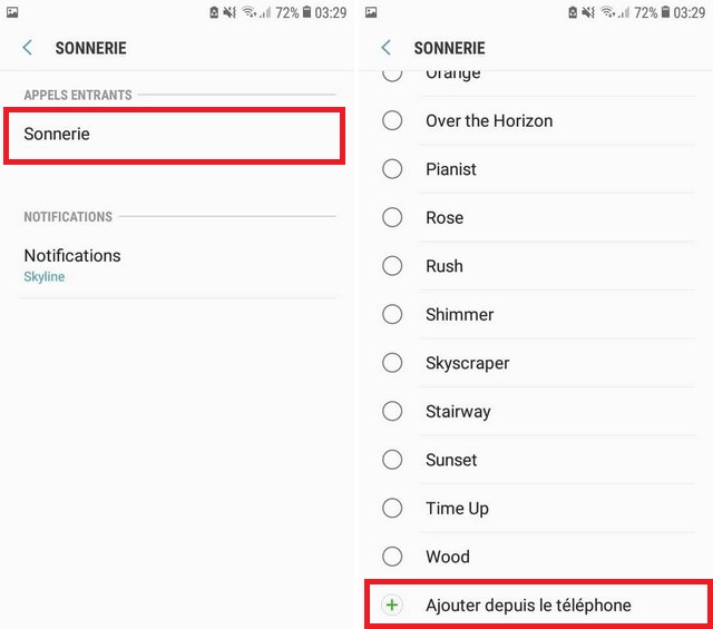 changer votre sonnerie sur le Galaxy S7