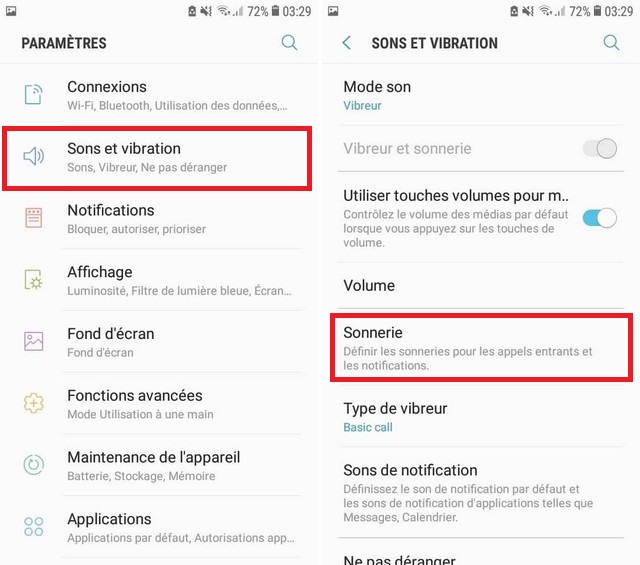 changer votre sonnerie sur le Samsung Galaxy S7