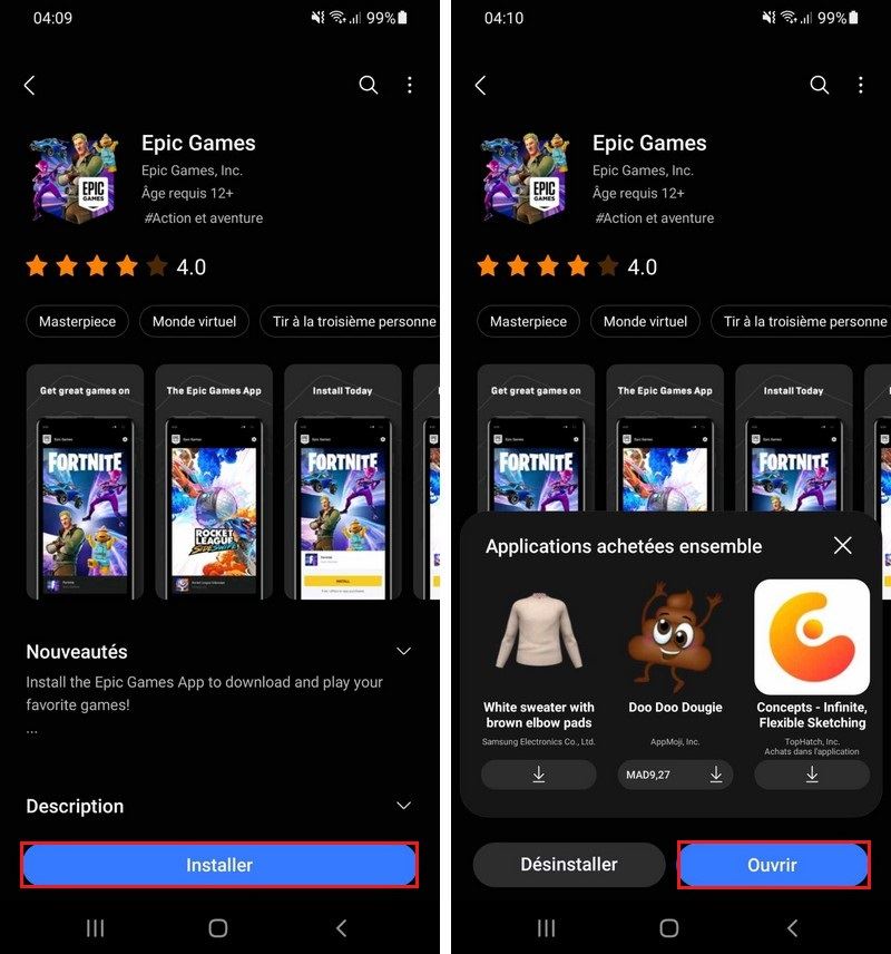Installer application Epic Games