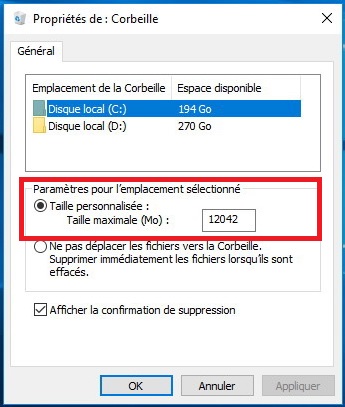 Windows 10 : Comment modifier les paramètres de la corbeille ...