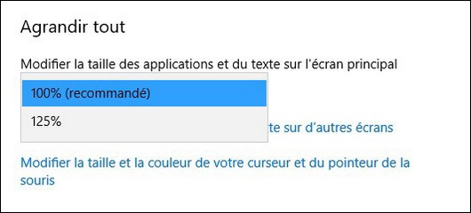 Agrandir la taille du texte dans Windows 10