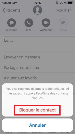 Bloquer le contact sur iPhone