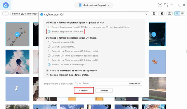 Convertir les images HEIC en JPG - étape 3