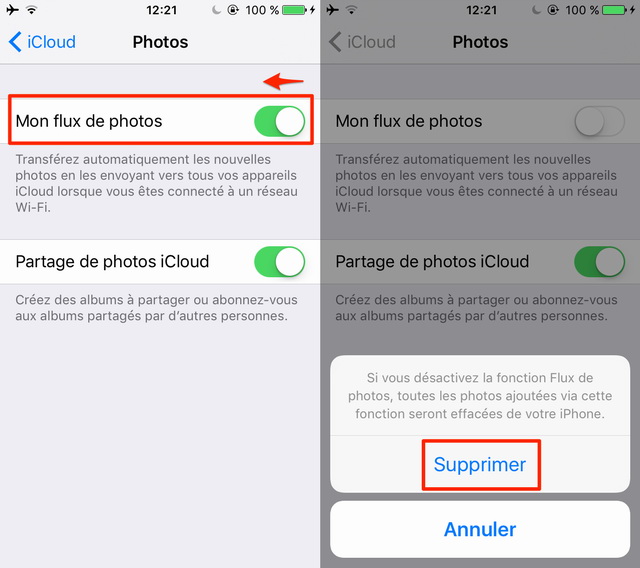 Effacer Mon flux de photos iCloud avec iPhone