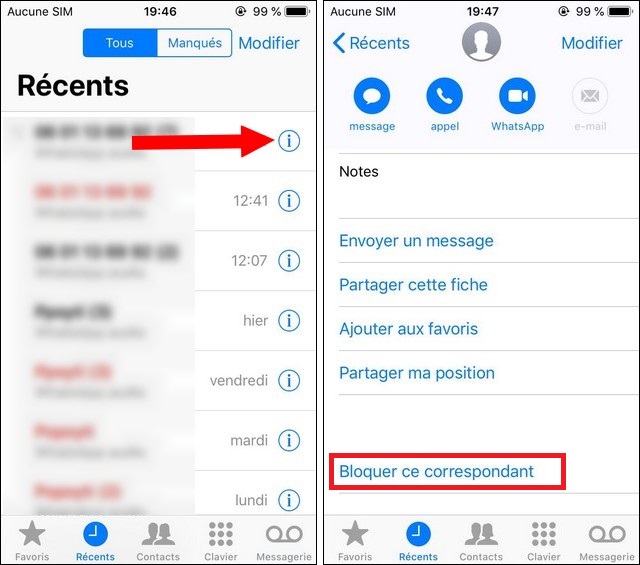 bloquer les appels sur iPhone