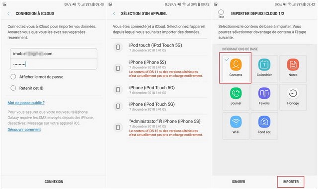 Transférer les contacts iPhone vers Samsung via Smart Switch