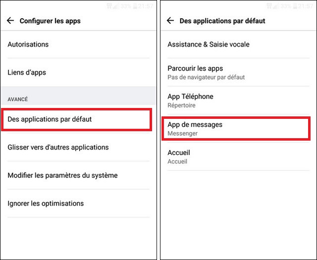 changer l'application de messagerie SMS sur LG G7