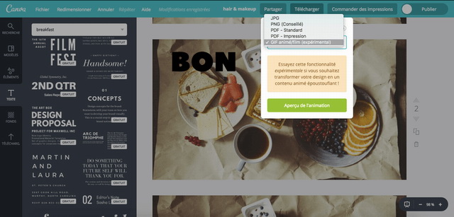 créer un gif animé avec Canva