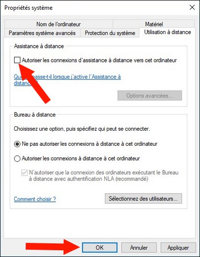comment désactiver l'assistance à distance