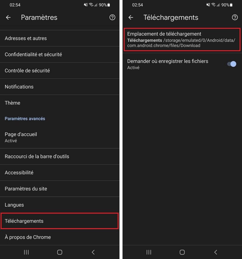 Modifier le dossier de téléchargement dans Google Chrome