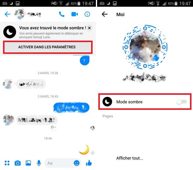 activer le Dark Mode sur Facebook Messenger