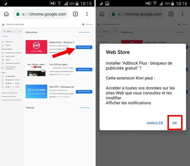 installer les extensions Chrome sur Android