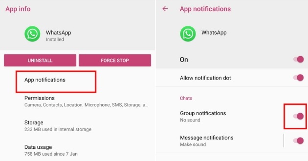 personnaliser les notifications Whatsapp sur Android