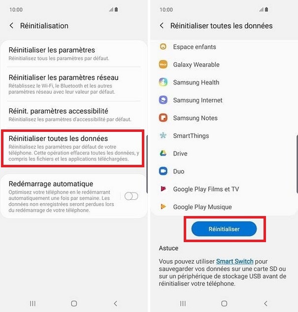 Comment réinitialiser votre Galaxy S10